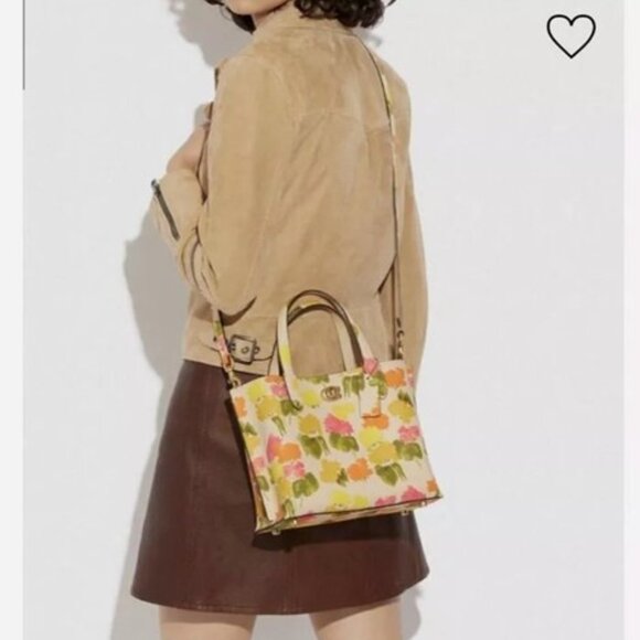 Coach Floral Water Color Willow Tote Bag - Picture 12 of 12